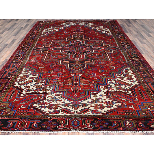 Heriz Wool Hand Knotted Rug Red Black 8.0X11.0 -O085928