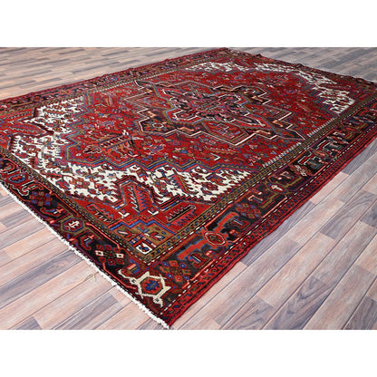 Heriz Wool Hand Knotted Rug Red Black 8.0X11.0 -O085928