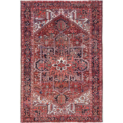 Heriz Wool Hand Knotted Rug Red Black 7.11X12.2 -O085933