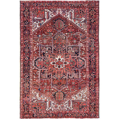 Heriz Wool Hand Knotted Rug Red Black 7.11X12.2 -O085933