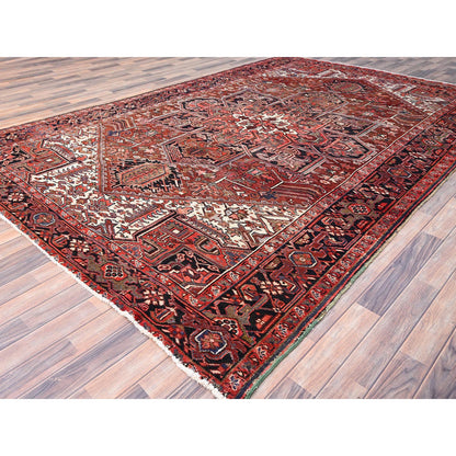 Heriz Wool Hand Knotted Rug Red Black 7.11X12.2 -O085933