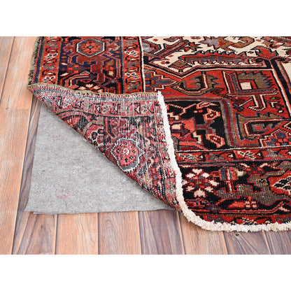 Heriz Wool Hand Knotted Rug Red Black 7.11X12.2 -O085933
