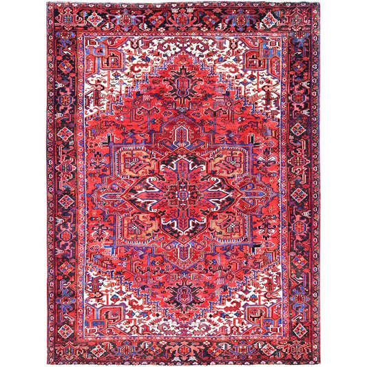 Heriz Wool Hand Knotted Rug Red Black 8.0X10.8 -O085935
