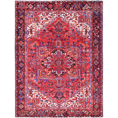Heriz Wool Hand Knotted Rug Red Black 8.0X10.8 -O085935