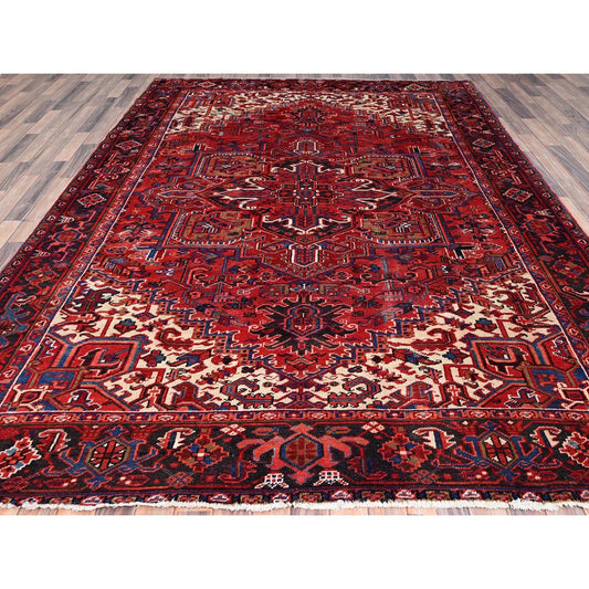 Heriz Wool Hand Knotted Rug Red Black 8.0X10.8 -O085935