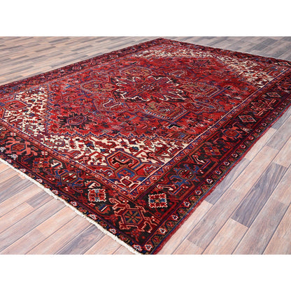 Heriz Wool Hand Knotted Rug Red Black 8.0X10.8 -O085935