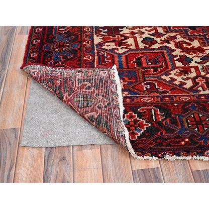Heriz Wool Hand Knotted Rug Red Black 8.0X10.8 -O085935