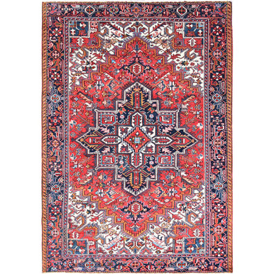 Heriz Wool Hand Knotted Rug Red Blue 7.9X11.1 -O085937
