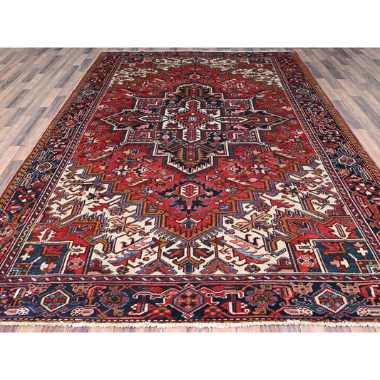 Heriz Wool Hand Knotted Rug Red Blue 7.9X11.1 -O085937