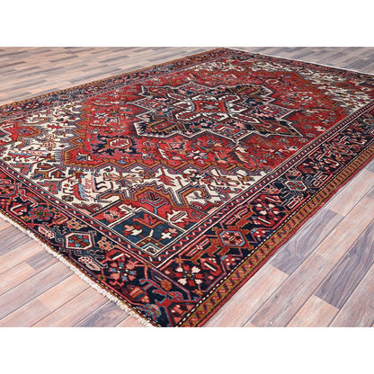 Heriz Wool Hand Knotted Rug Red Blue 7.9X11.1 -O085937