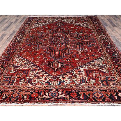 Heriz Wool Hand Knotted Rug Red Black 6.11X9.4 -O085939