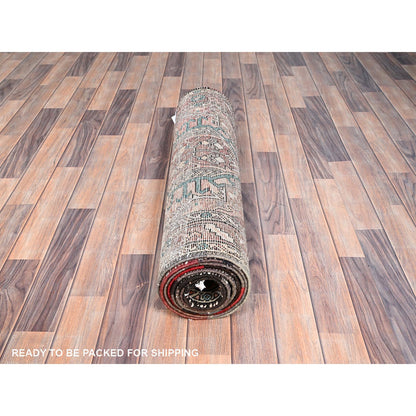 Overdyed & Vintage Wool Hand Knotted Rug Brown Brown 3.2X10.9 -O085945