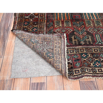Overdyed & Vintage Wool Hand Knotted Rug Brown Brown 3.7X9.0 -O085946
