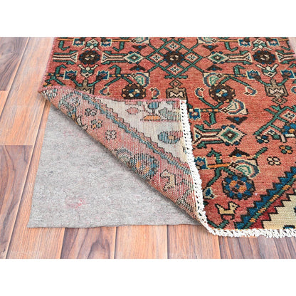 Overdyed & Vintage Wool Hand Knotted Rug Pink No Border 2.2X11.3 -O085951