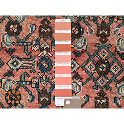 Overdyed & Vintage Wool Hand Knotted Rug Pink No Border 2.2X11.3 -O085951