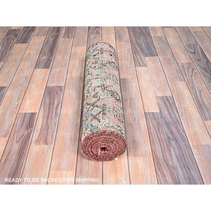 Overdyed & Vintage Wool Hand Knotted Rug Pink No Border 2.2X11.3 -O085951