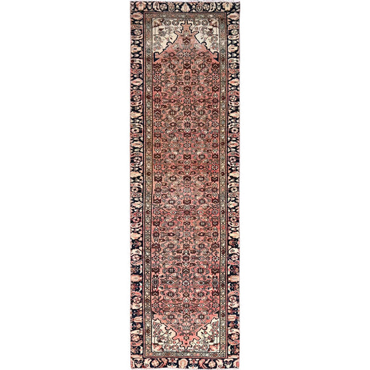 Overdyed & Vintage Wool Hand Knotted Rug Pink Black 2.9X9.4 -O085964