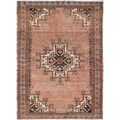 Overdyed & Vintage Wool Hand Knotted Rug Brown Brown 4.2X5.11 -O085972