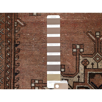 Overdyed & Vintage Wool Hand Knotted Rug Brown Brown 4.2X5.11 -O085972