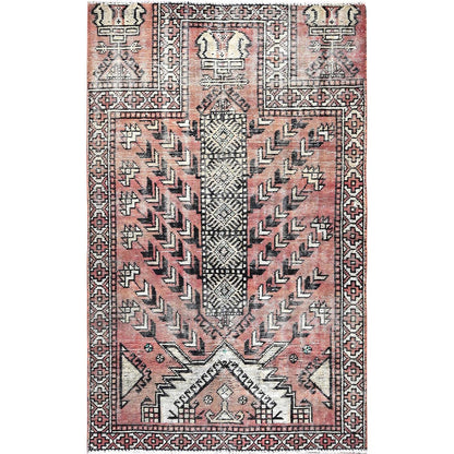 Overdyed & Vintage Wool Hand Knotted Rug Brown Ivory 3.7X5.11 -O085974
