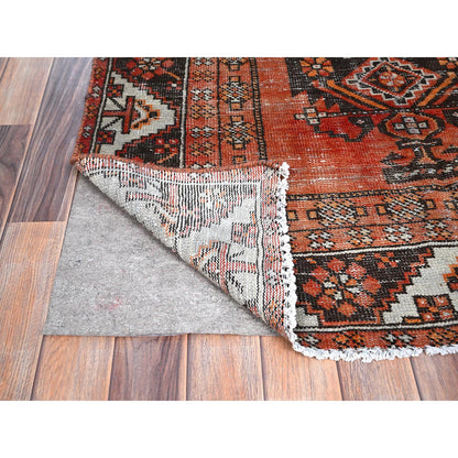 Overdyed & Vintage Wool Hand Knotted Rug Brown Gray 3.11X6.8 -O085975