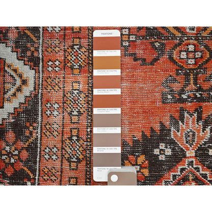 Overdyed & Vintage Wool Hand Knotted Rug Brown Gray 3.11X6.8 -O085975