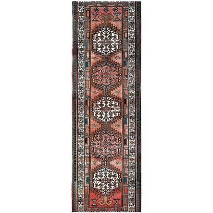 Overdyed & Vintage Wool Hand Knotted Rug Brown Brown 3.5X10.2 -O085988