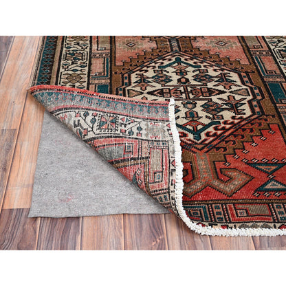 Overdyed & Vintage Wool Hand Knotted Rug Brown Brown 3.5X10.2 -O085988