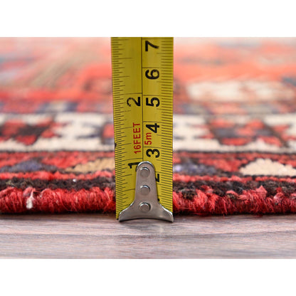 Overdyed & Vintage Wool Hand Knotted Rug Orange Ivory 3.5X9.8 -O085989