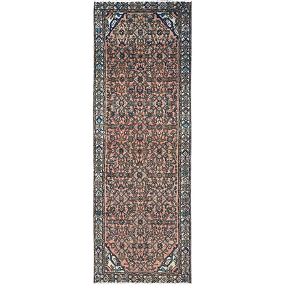 Overdyed & Vintage Wool Hand Knotted Rug Brown Ivory 3.2X9.3 -O085990