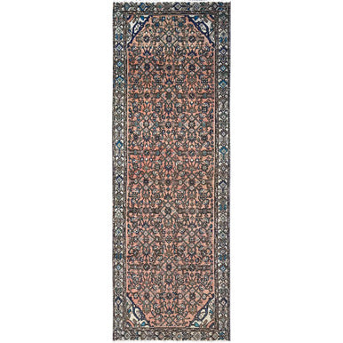 Overdyed & Vintage Wool Hand Knotted Rug Brown Ivory 3.2X9.3 -O085990