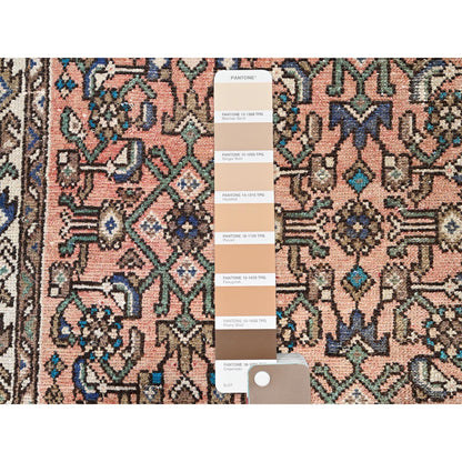 Overdyed & Vintage Wool Hand Knotted Rug Brown Ivory 3.2X9.3 -O085990