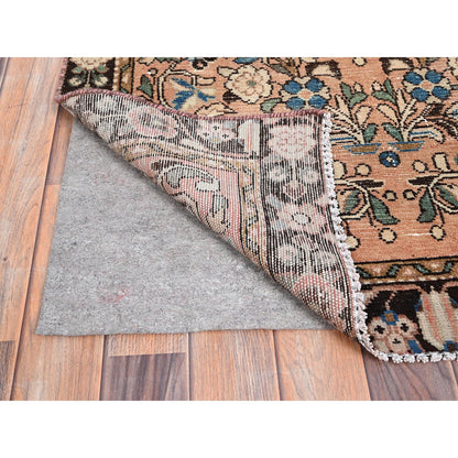 Overdyed & Vintage Wool Hand Knotted Rug Brown Black 3.2X6.7 -O086000