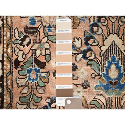 Overdyed & Vintage Wool Hand Knotted Rug Brown Black 3.2X6.7 -O086000