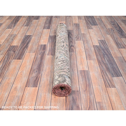 Overdyed & Vintage Wool Hand Knotted Rug Brown Black 3.2X6.7 -O086000
