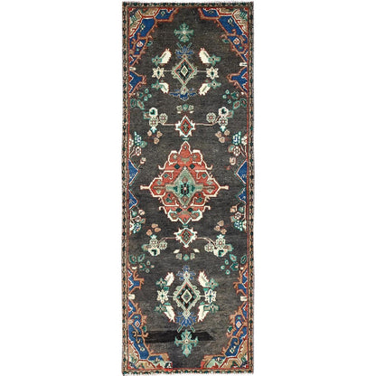 Overdyed & Vintage Wool Hand Knotted Rug Brown Beige 2.11X8.4 -O086002