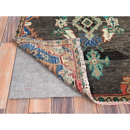 Overdyed & Vintage Wool Hand Knotted Rug Brown Beige 2.11X8.4 -O086002