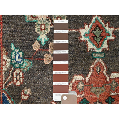 Overdyed & Vintage Wool Hand Knotted Rug Brown Beige 2.11X8.4 -O086002