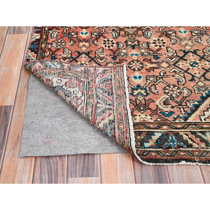 Overdyed & Vintage Wool Hand Knotted Rug Pink Black 2.11X9.6 -O086003
