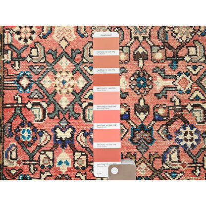 Overdyed & Vintage Wool Hand Knotted Rug Pink Black 2.11X9.6 -O086003