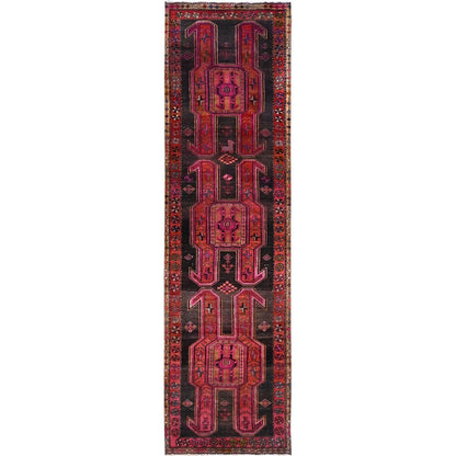 Overdyed & Vintage Wool Hand Knotted Rug Red Red 2.10X10.1 -O086011
