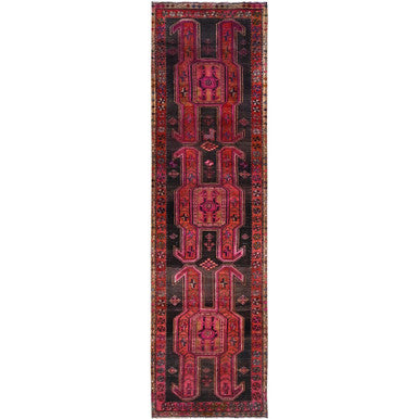 Overdyed & Vintage Wool Hand Knotted Rug Red Red 2.10X10.1 -O086011
