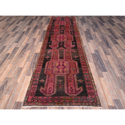 Overdyed & Vintage Wool Hand Knotted Rug Red Red 2.10X10.1 -O086011