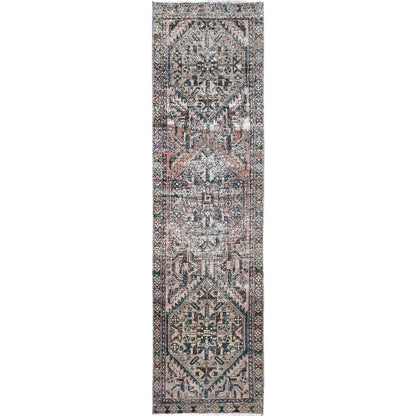 Overdyed & Vintage Wool Hand Knotted Rug Brown Beige 2.8X10.0 -O086012