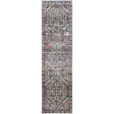 Overdyed & Vintage Wool Hand Knotted Rug Brown Beige 2.8X10.0 -O086012