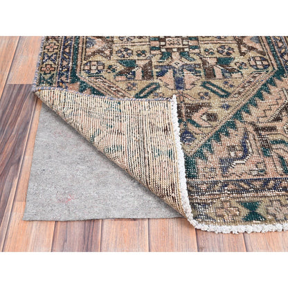 Overdyed & Vintage Wool Hand Knotted Rug Brown Beige 2.8X10.0 -O086012