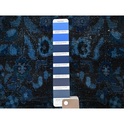 Overdyed & Vintage Wool Hand Knotted Rug Blue Blue 3.4X8.5 -O086013
