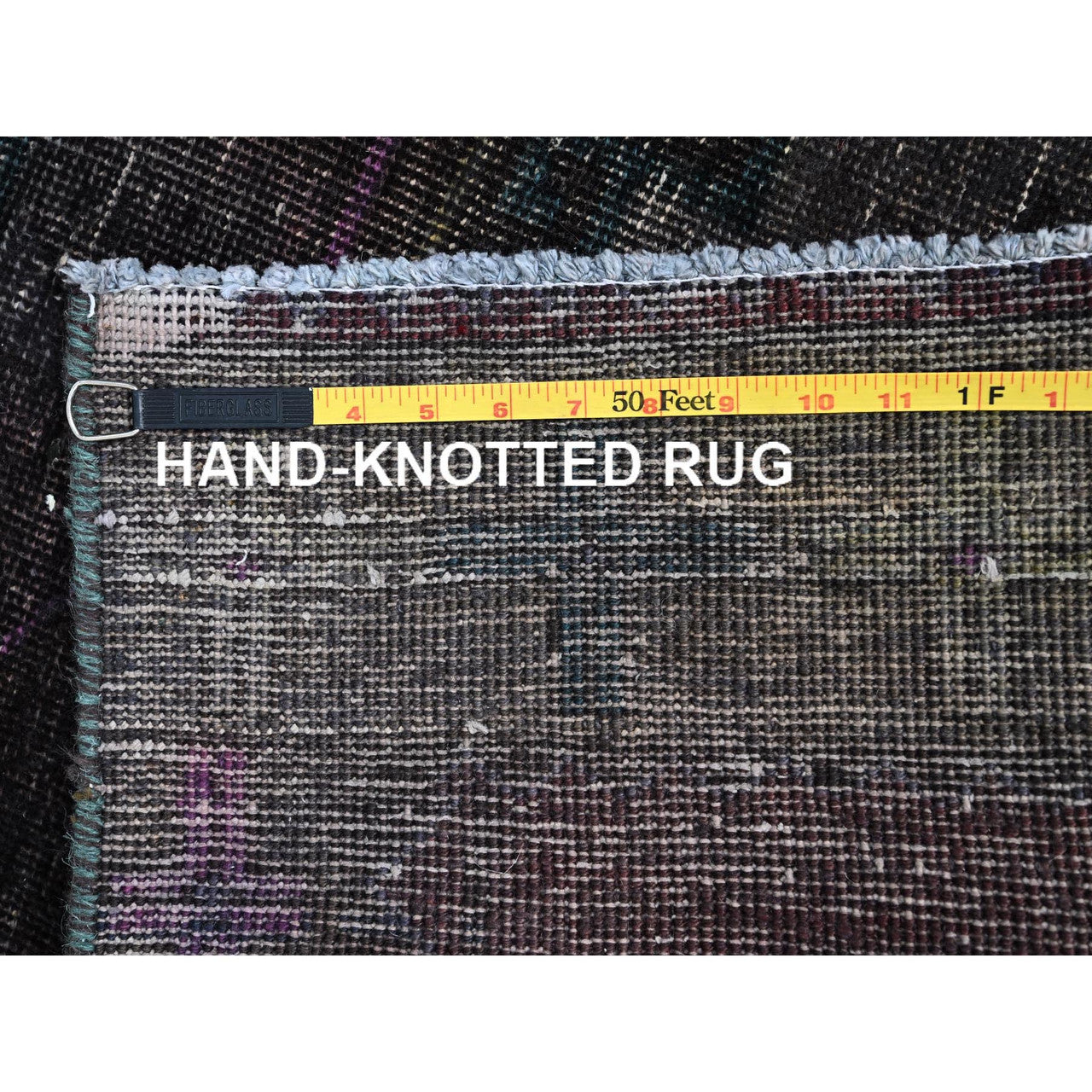 Black 3'2" x 11'11" Overdyed & Vintage Hand knotted Wool Rug - Sku: O086016