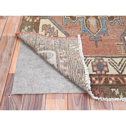 Overdyed & Vintage Wool Hand Knotted Rug Brown Brown 3.2X9.9 -O086023