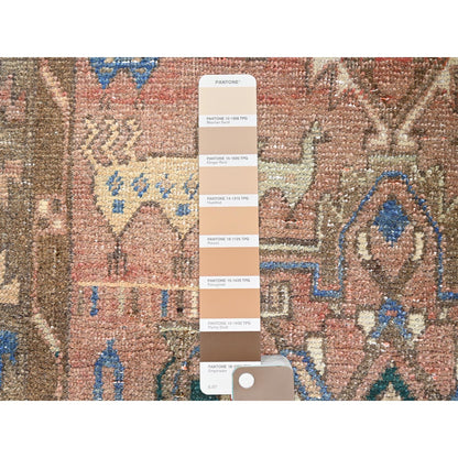 Overdyed & Vintage Wool Hand Knotted Rug Brown Brown 3.2X9.9 -O086023